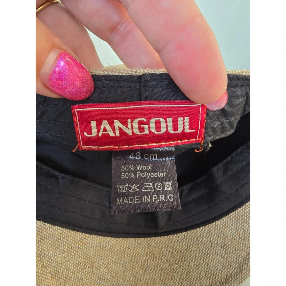 Jangoul Brown Wool Blend Flat Cap Newsboy Ivy Hat 48cm Brown Tweed Style